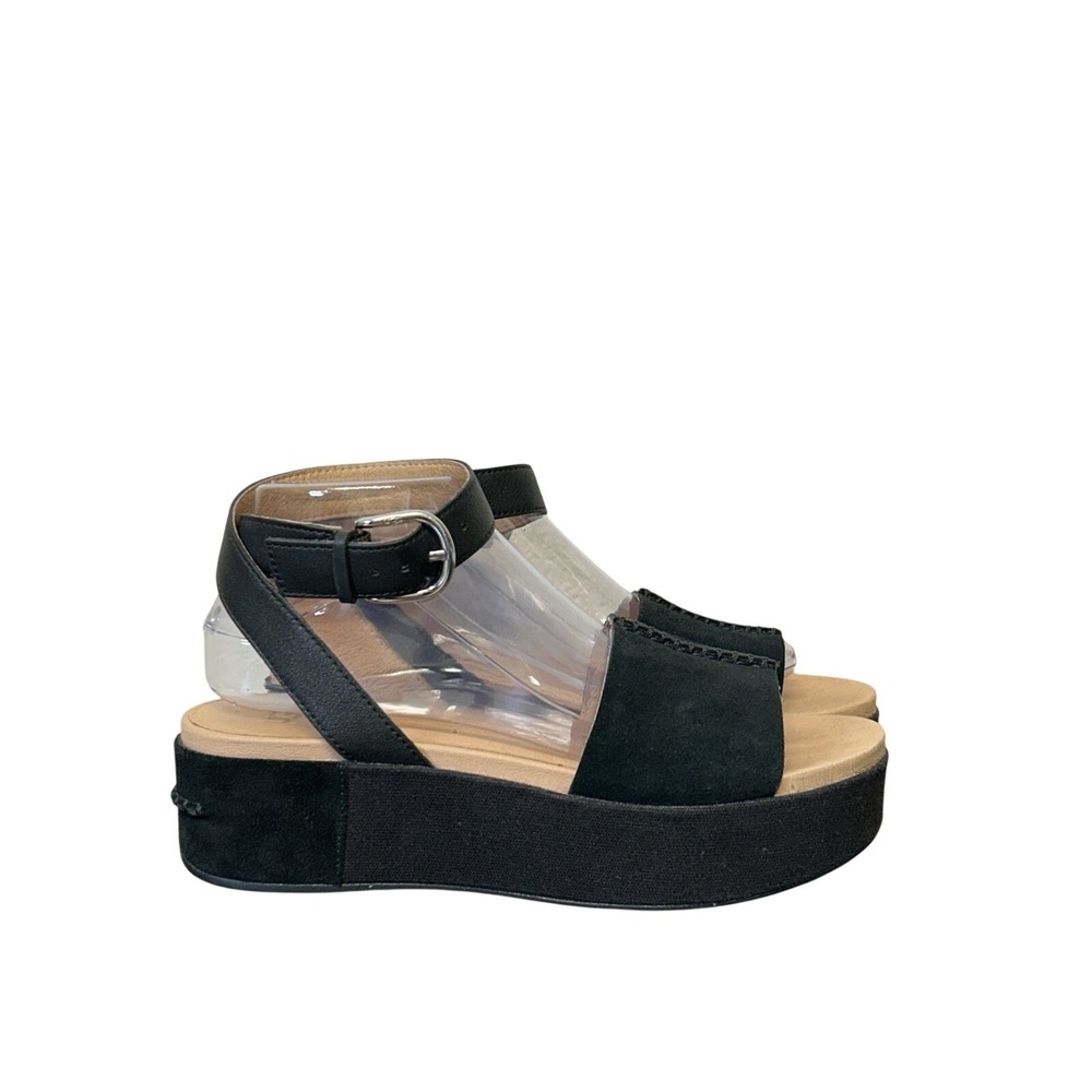 UGG Women's Chapala Sandal Size 9 EU 40 Black Suede Leather Platform Boho Chic
